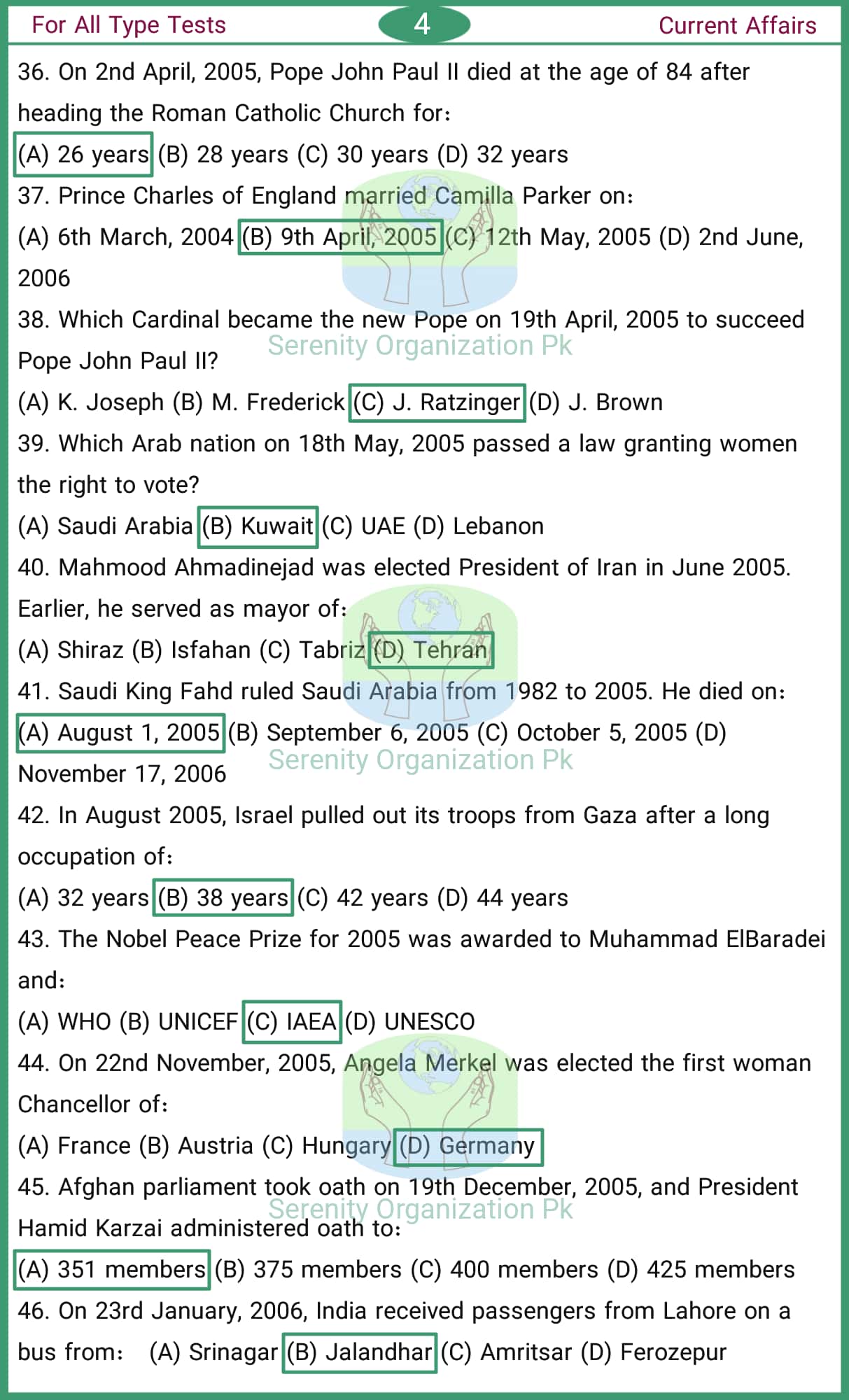 Current Affairs MCQs for All Type Tests